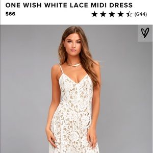 Worn once,LULU’S dress! One Wish White lace dress